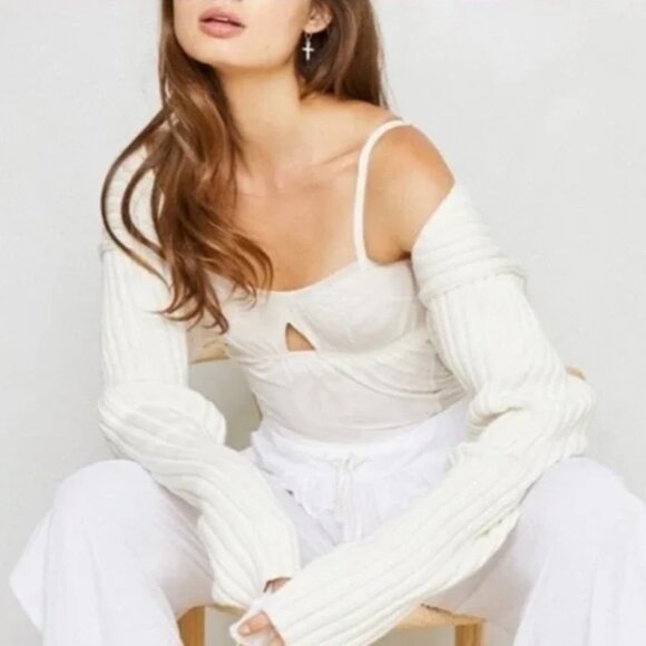 Sold!Free People We Are HAH Under the Wire Bodysuit Walking on Eggshells White S - Picture 14 of 14